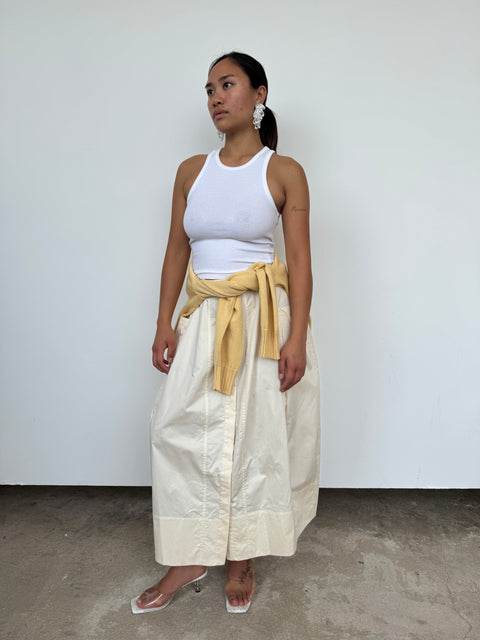 Tibi Cream Cotton Buttoned Skirt UK8