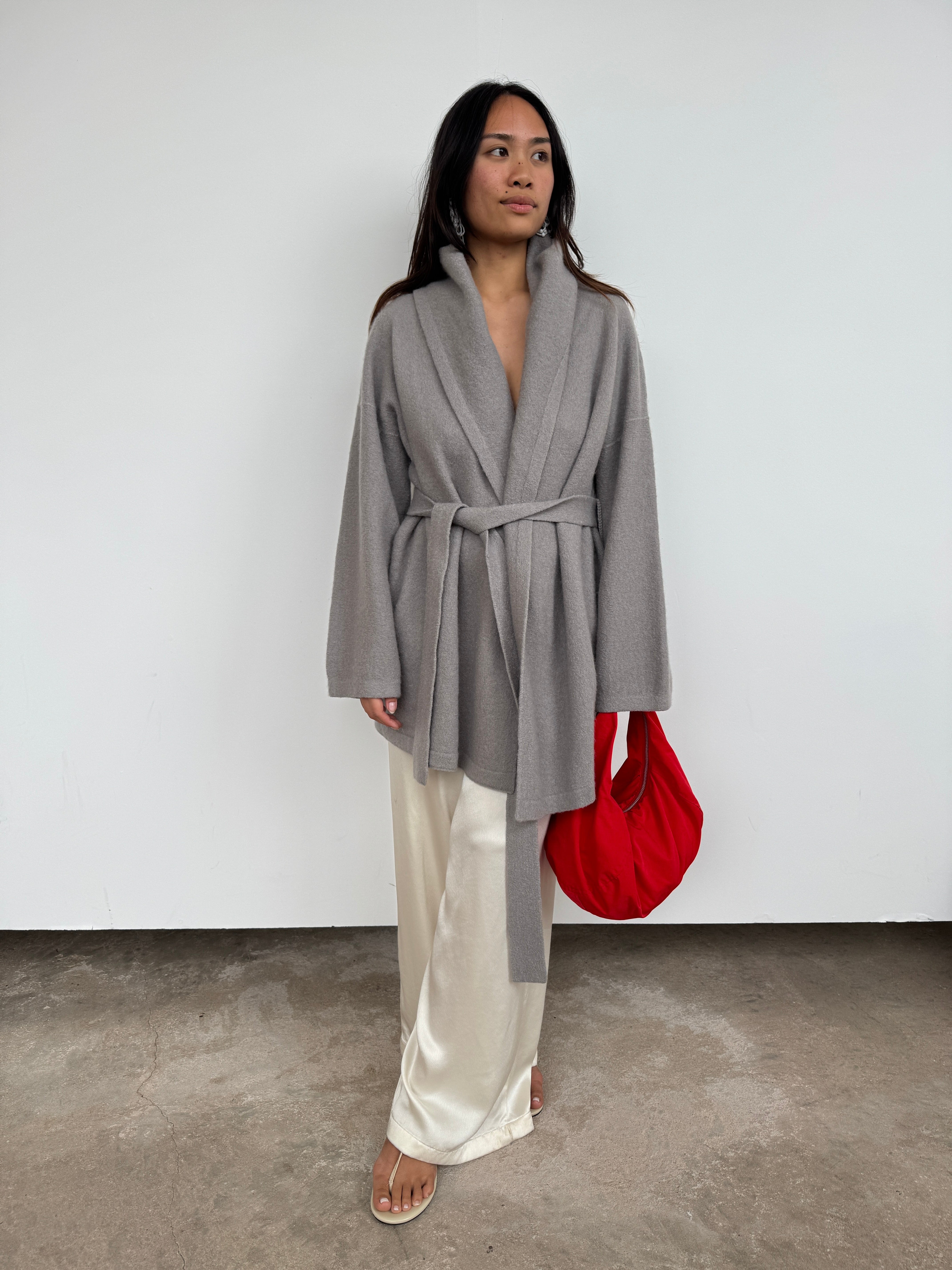 ジャケット・アウター LAUREN MANOOGIAN ROLL CARDIGAN Lauren Manoogian Grey Wool Belted Cardigan | UK8-12 – Curate & Rotate