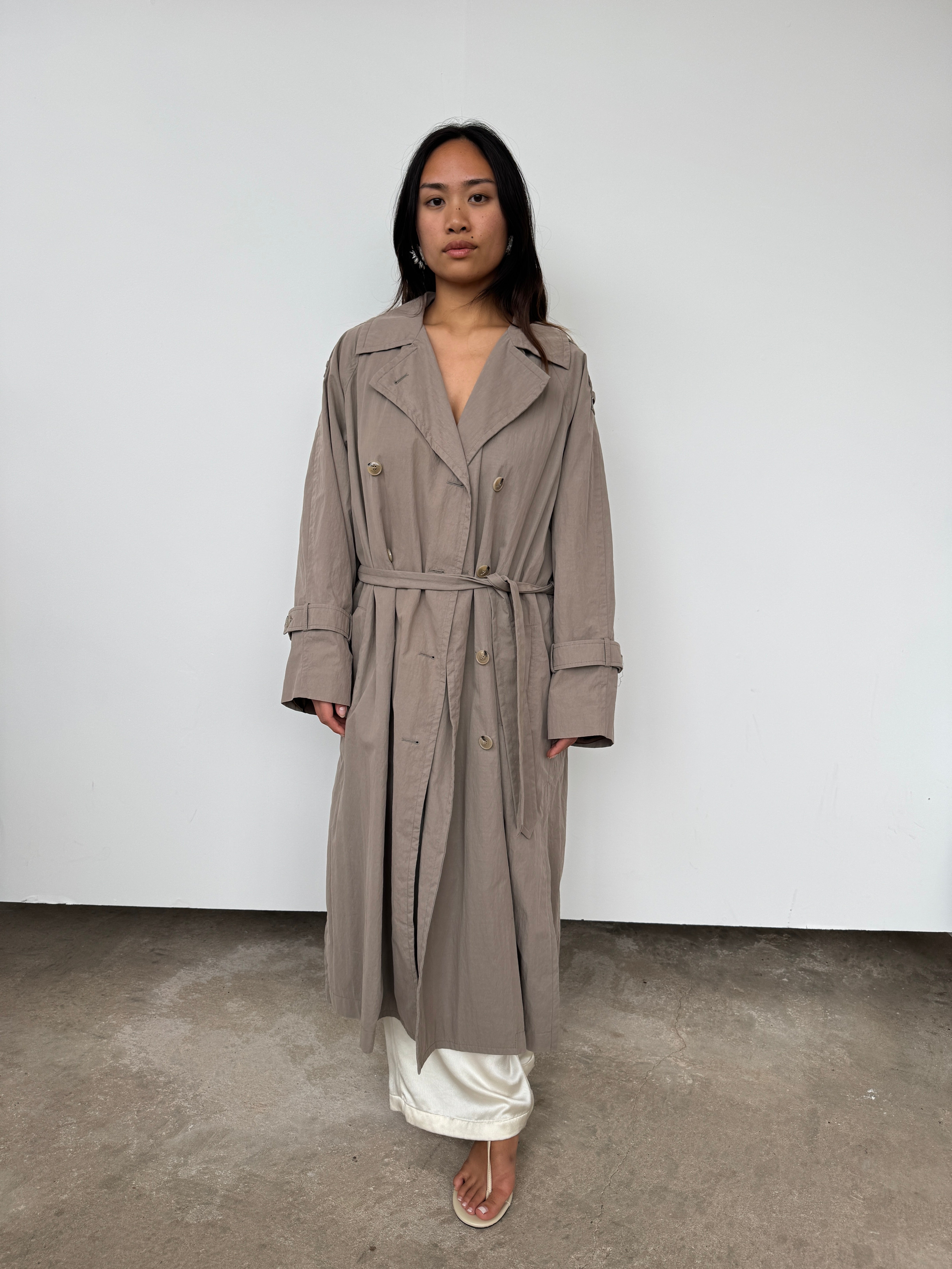 Toteme Brown Techno Trench Coat | UK8 – Curate & Rotate