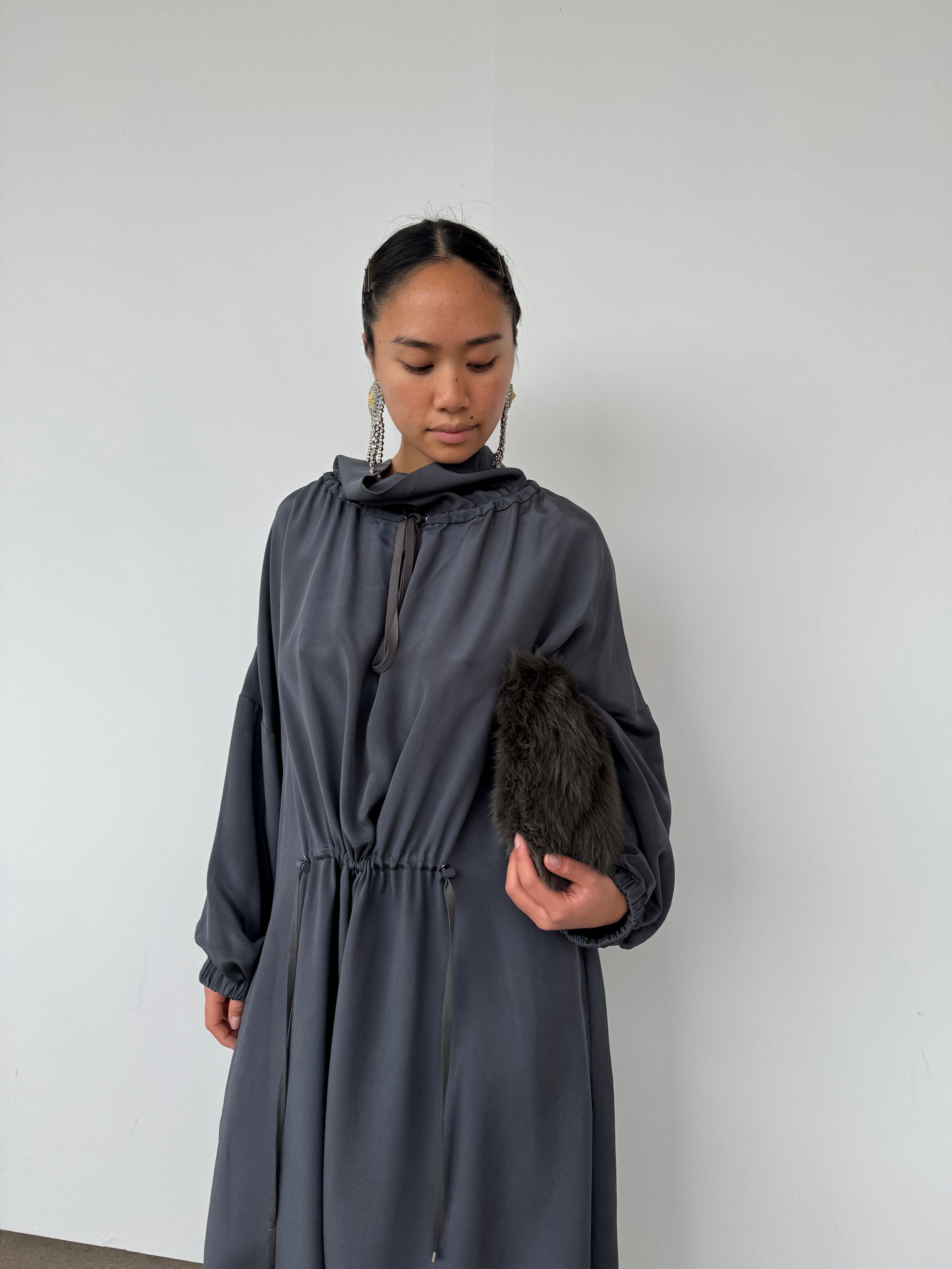 Tibi Charcoal Silk Dress L
