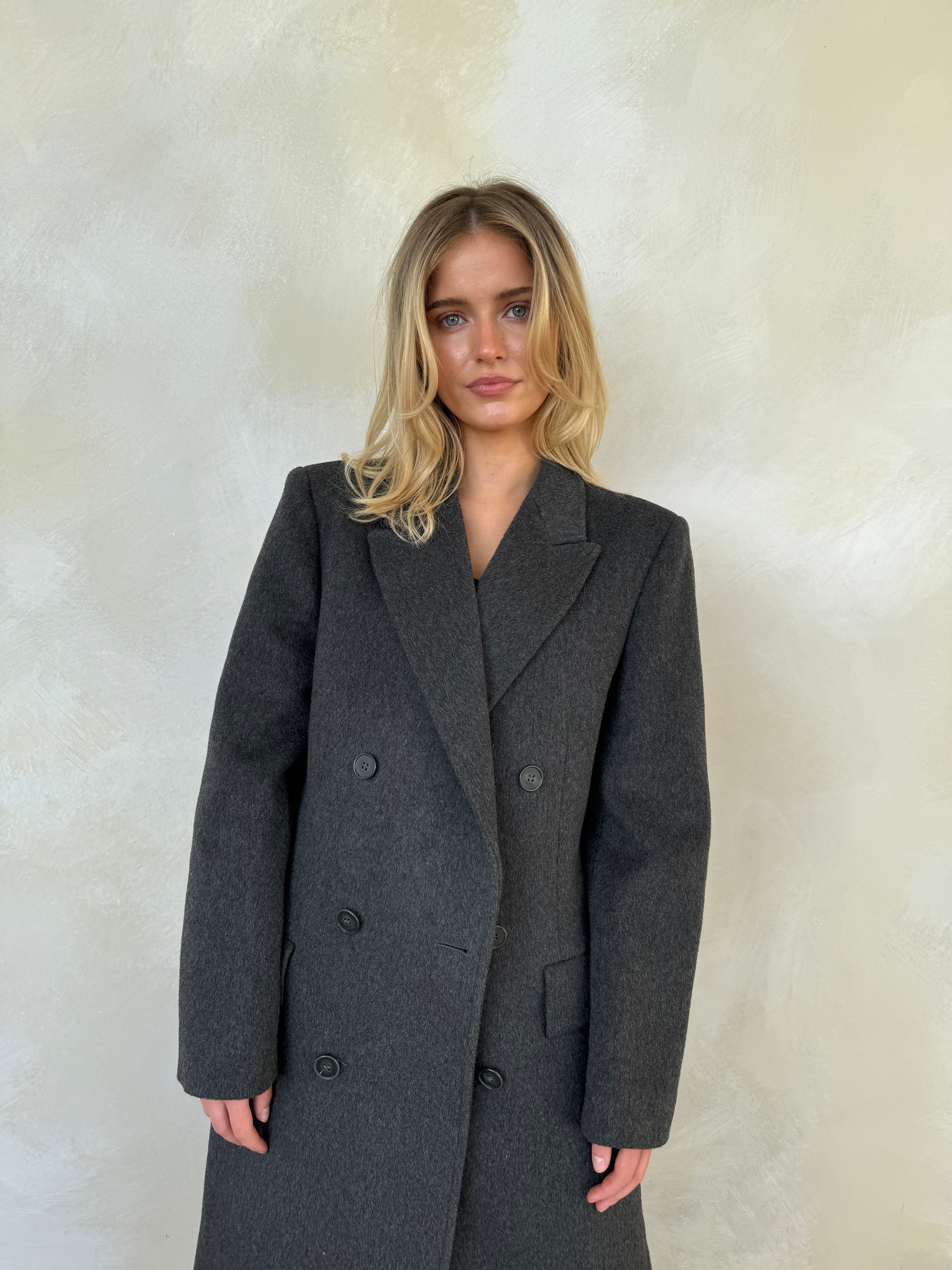 French Vintage wool×cashmere Coat Vintage Charcoal Grey Wool + Cashmere Coat | UK8 – Curate
