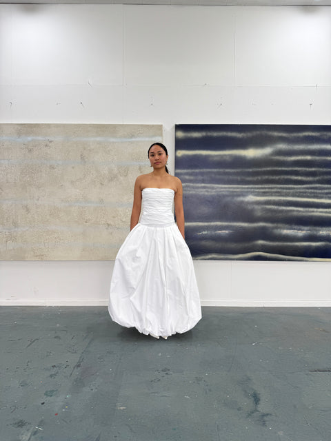 Khaite White 'Ingrid' Rouched Bandeau Dress