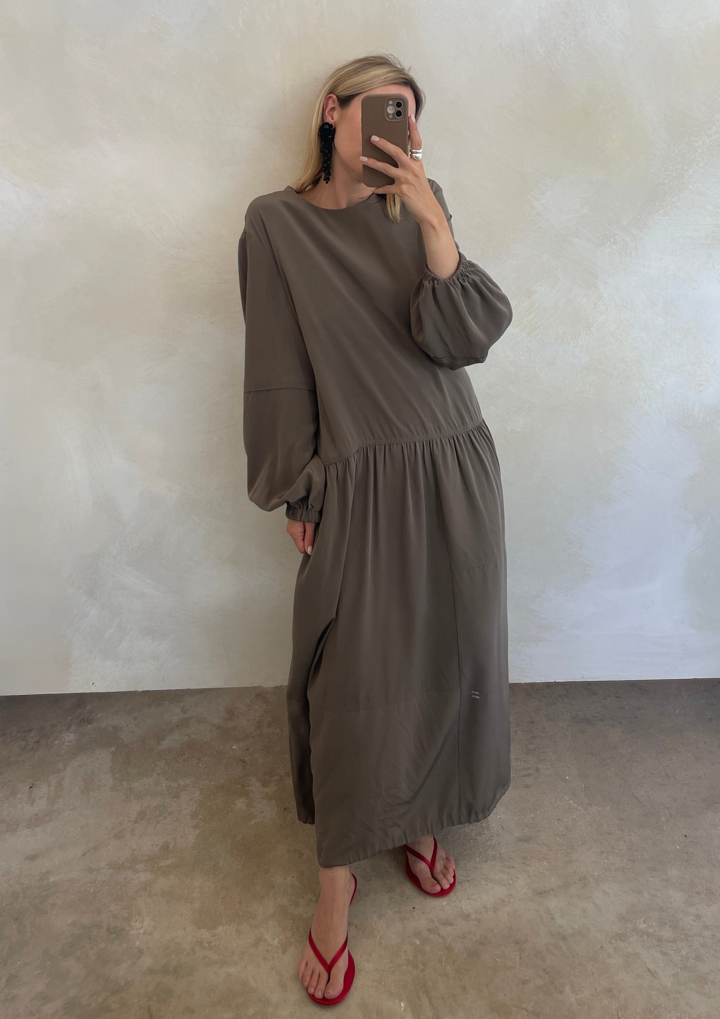 TIBI GREY SILK LOOSE DRESS UK12