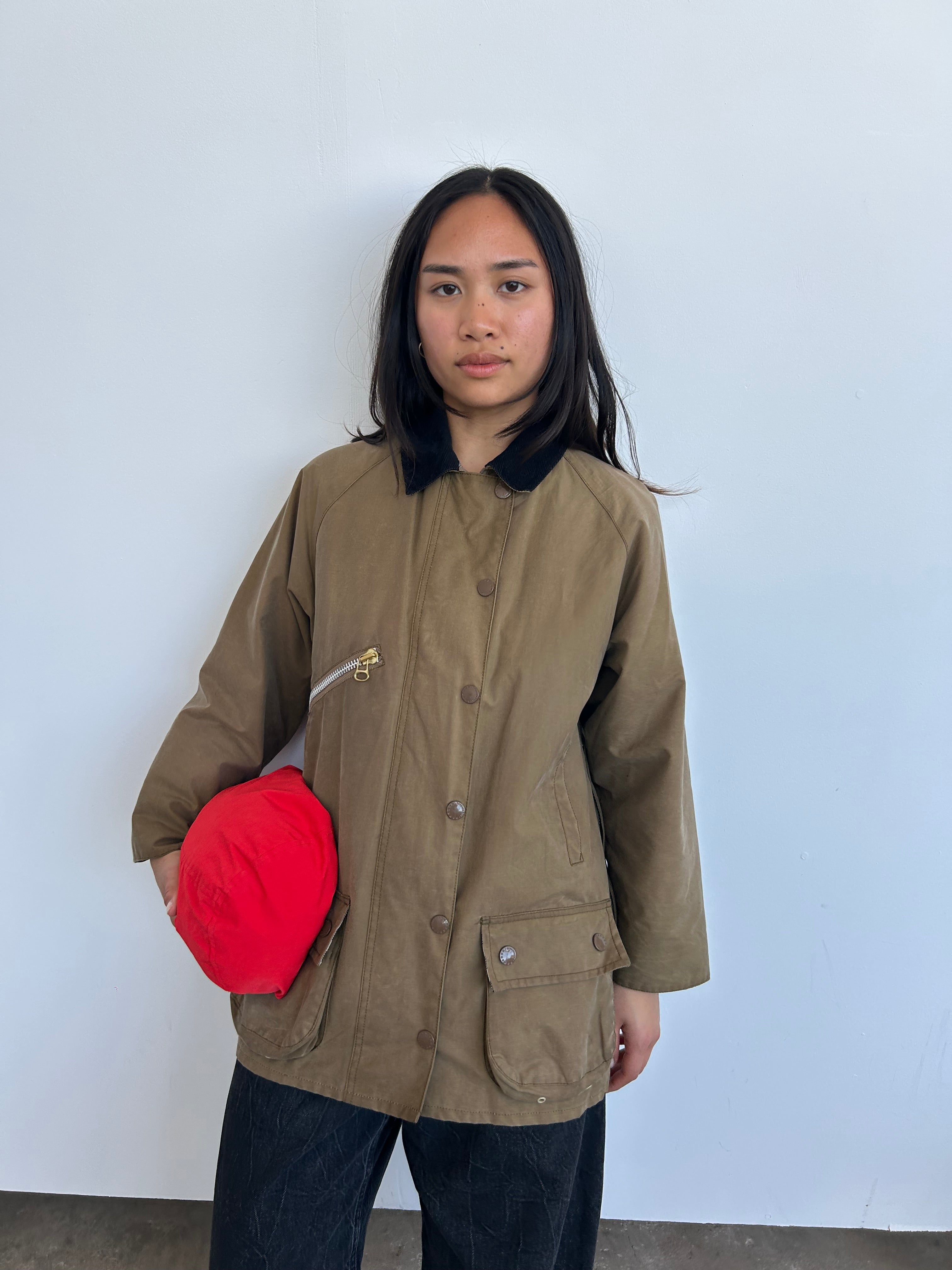 Barbour x Alexa Chung Beige 'Edith' Waxed Jacket | UK6 – Curate