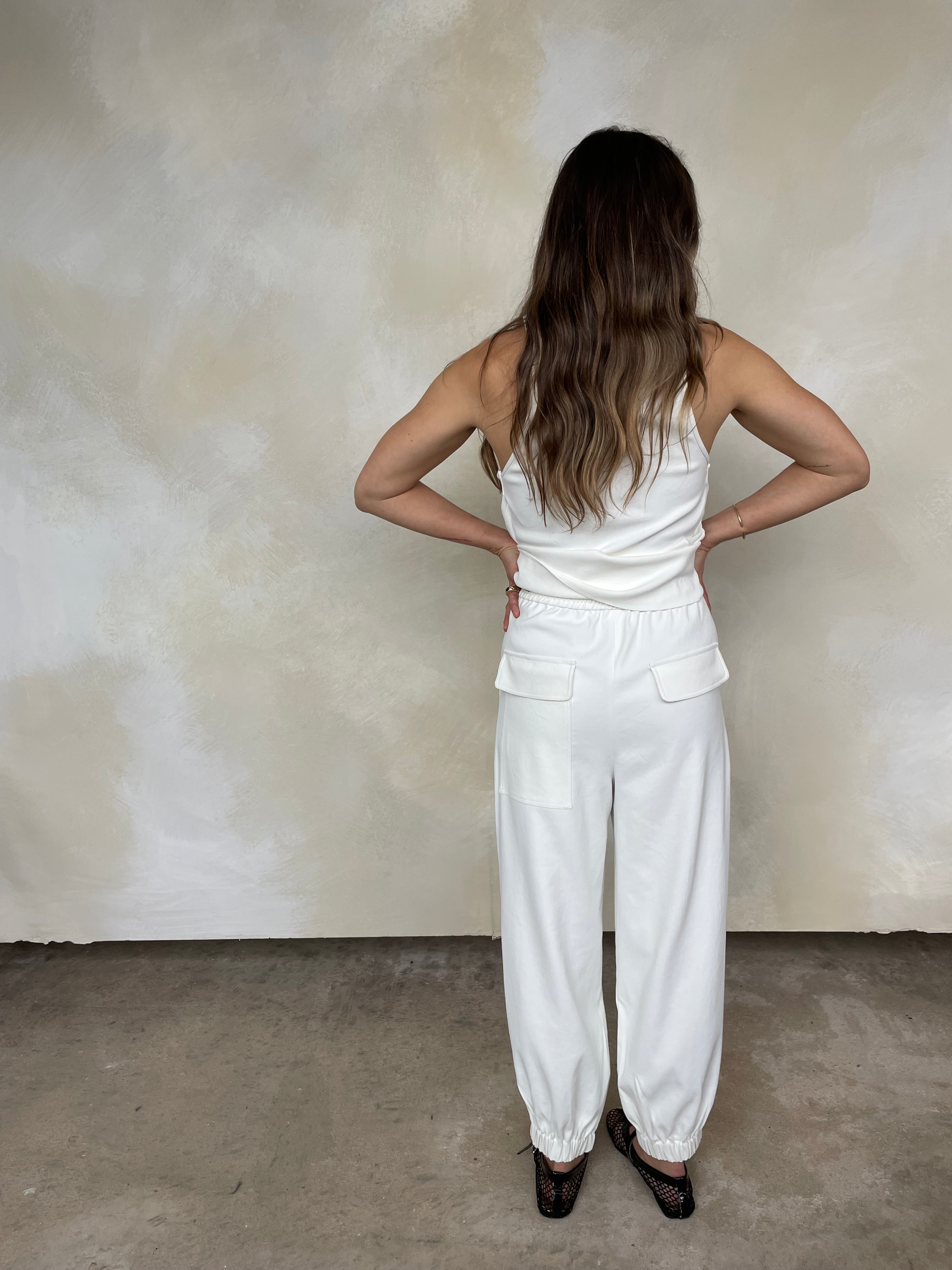 TIBI CHALKY DRAPE JOGGERS S