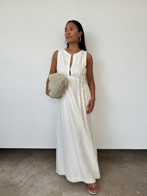 chinese dress ladies Faithfull the Brand White Linen 'Melia' Maxi Dress