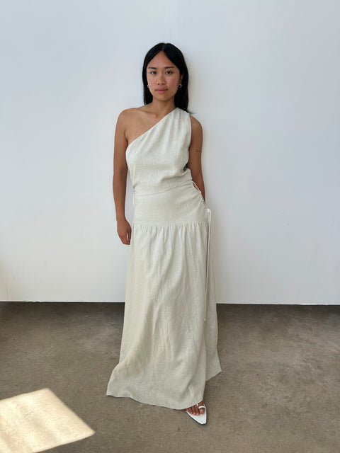 sir linen dress Beige Cut Out Grammys red carpet fashion tie back adds an SkirtDressLength-Maxi Color:Blue and White Stripe