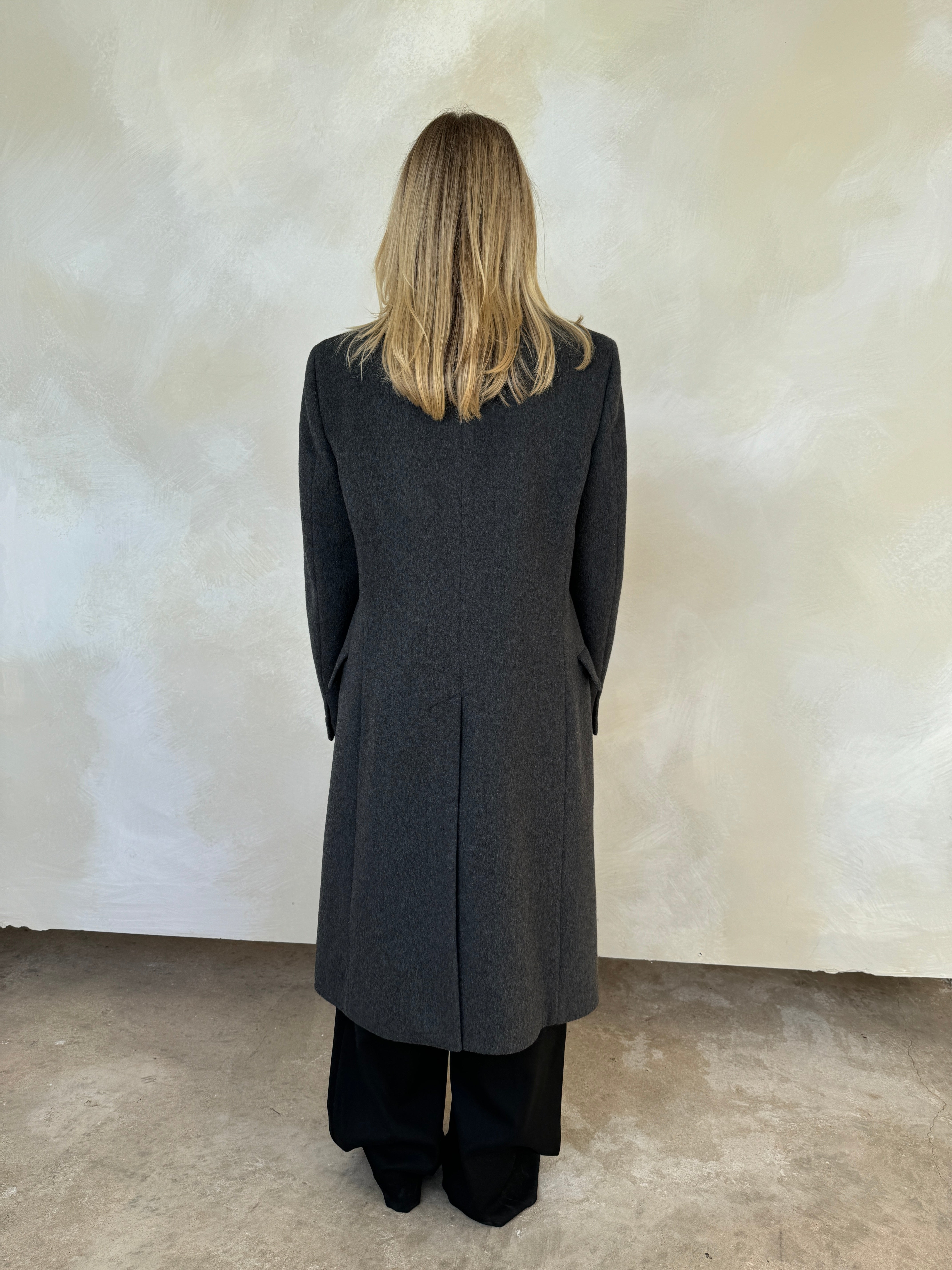 Vintage Charcoal Grey Wool + Cashmere Coat | UK8 – Curate