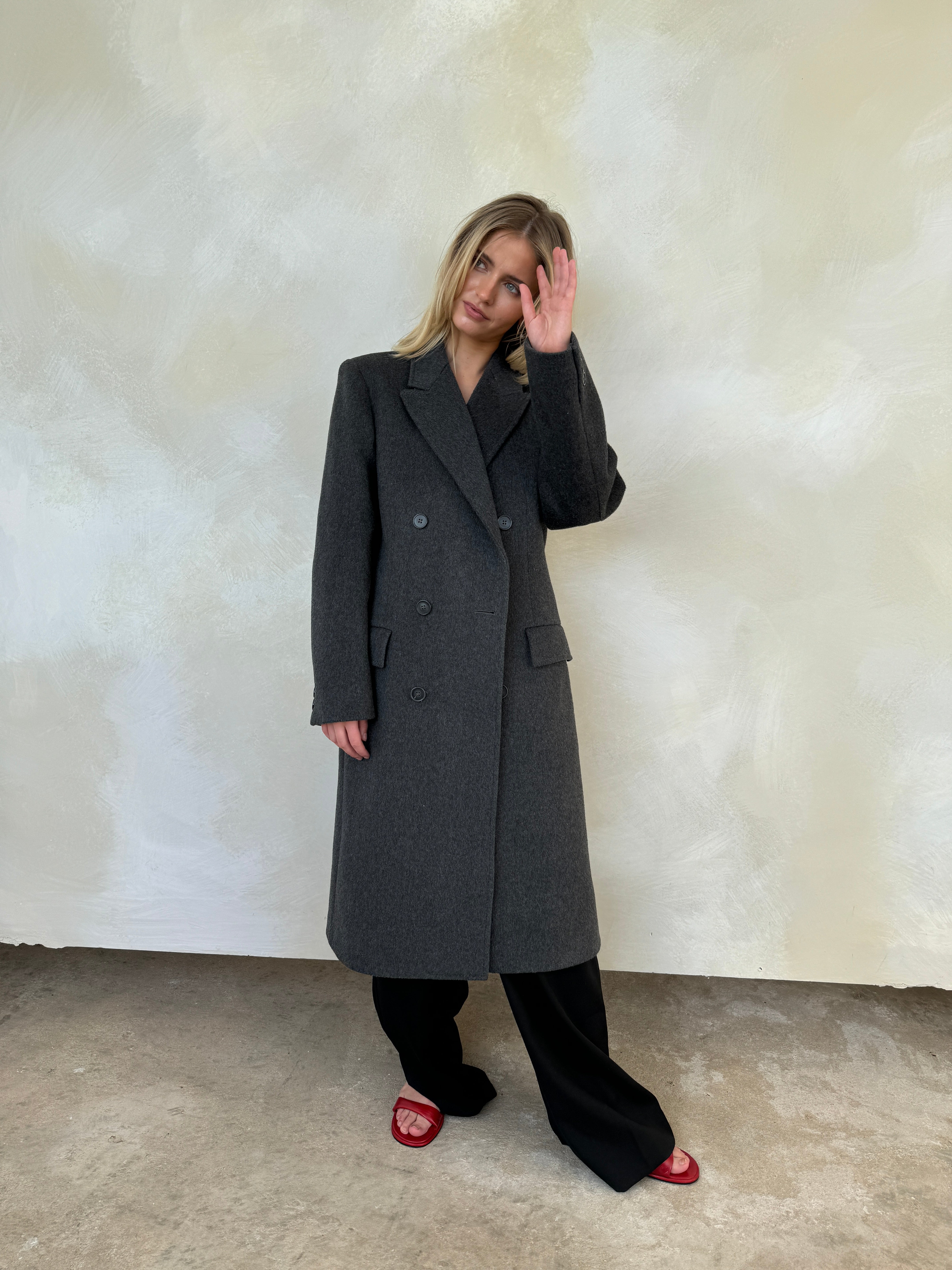 Vintage Charcoal Grey Wool + Cashmere Coat | UK8 – Curate