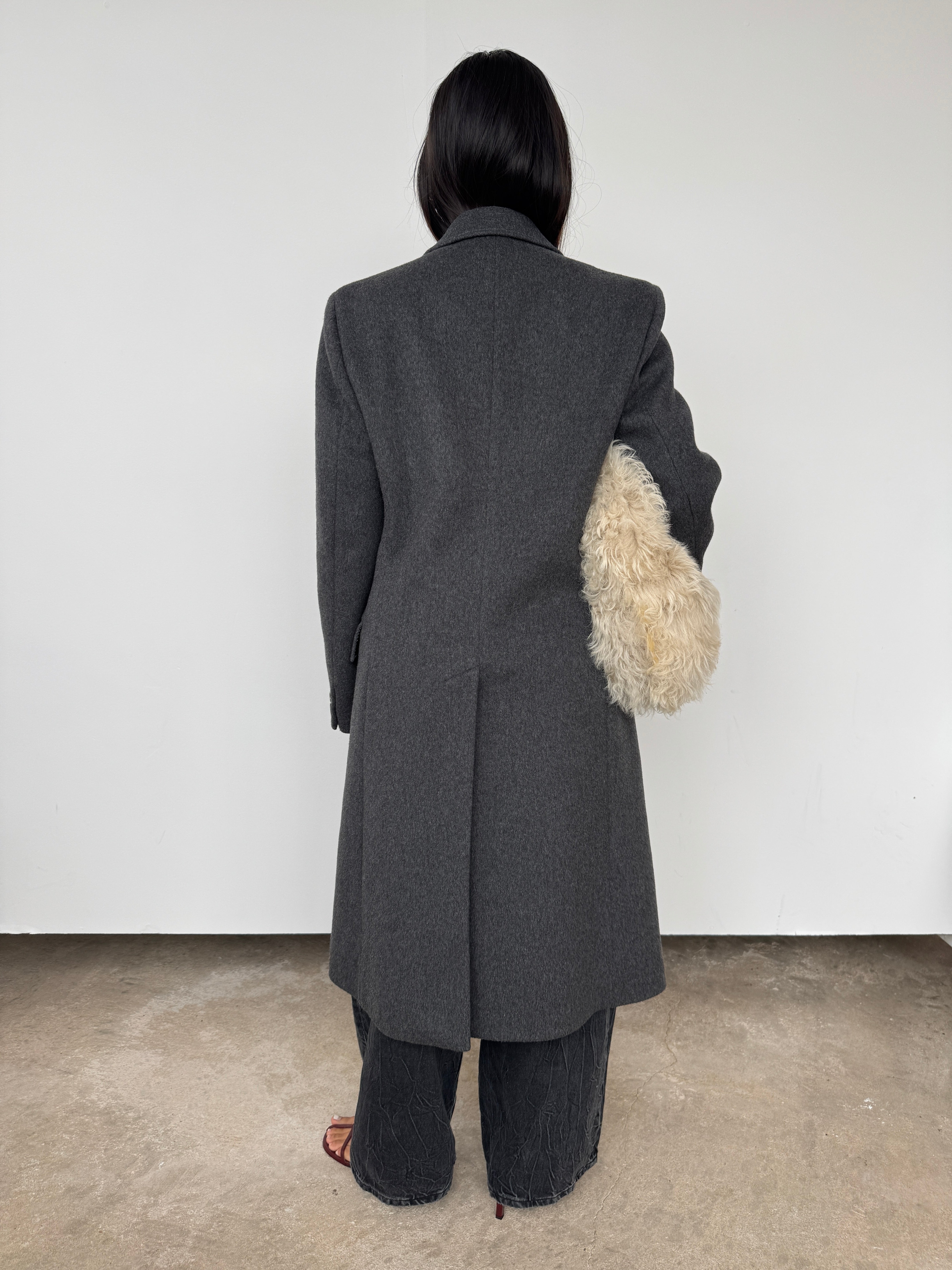 Vintage Charcoal Grey Wool + Cashmere Coat | UK8 – Curate