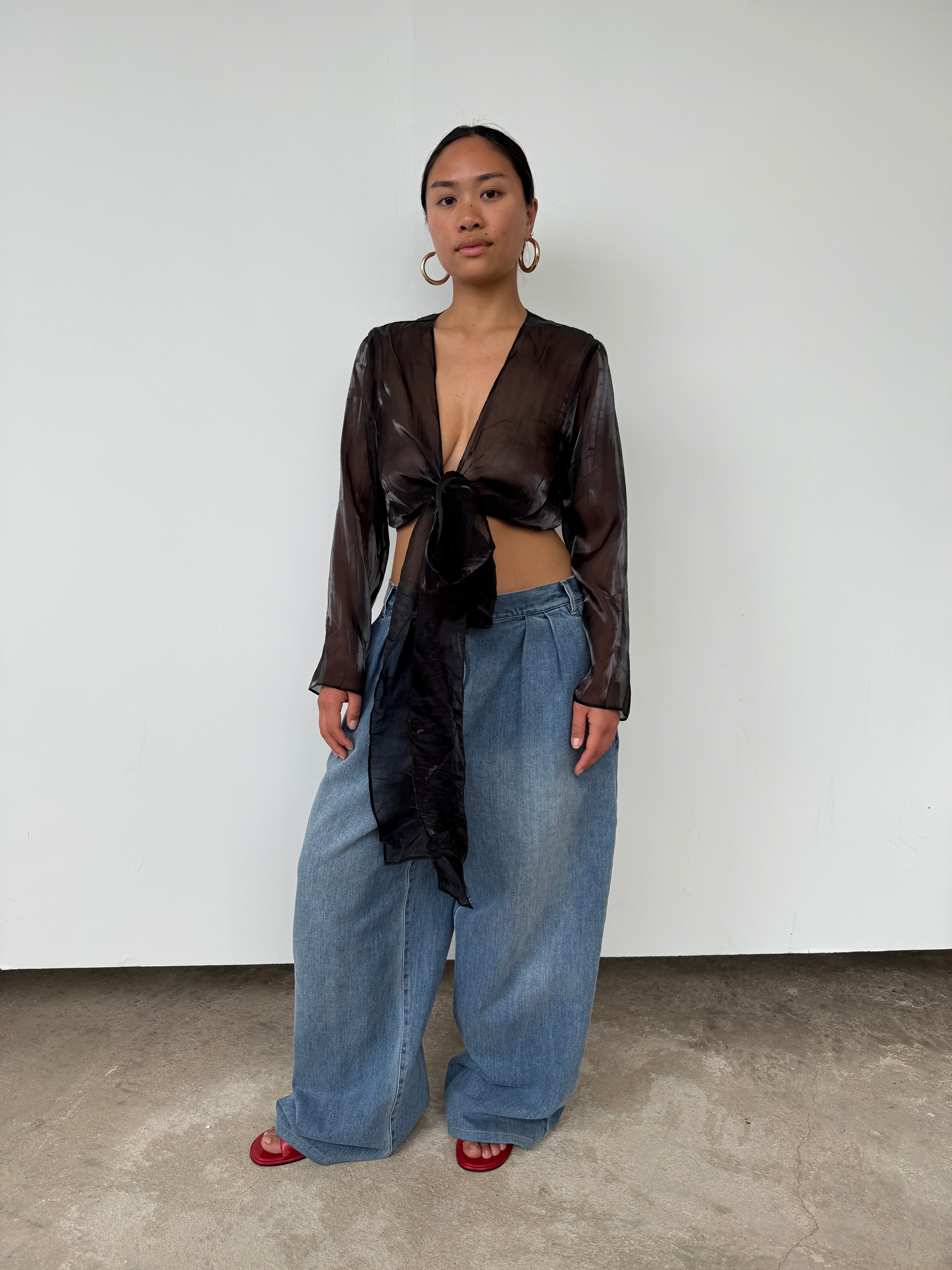 Vintage Black Sheer Tie Top | One Size – Curate & Rotate