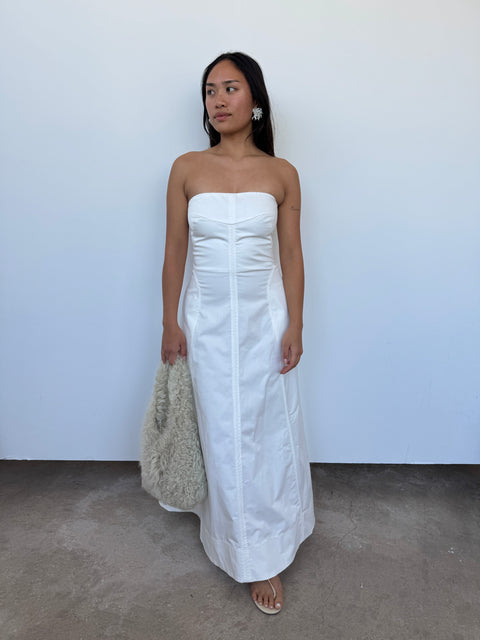 St Agni White Strapless Maxi Dress