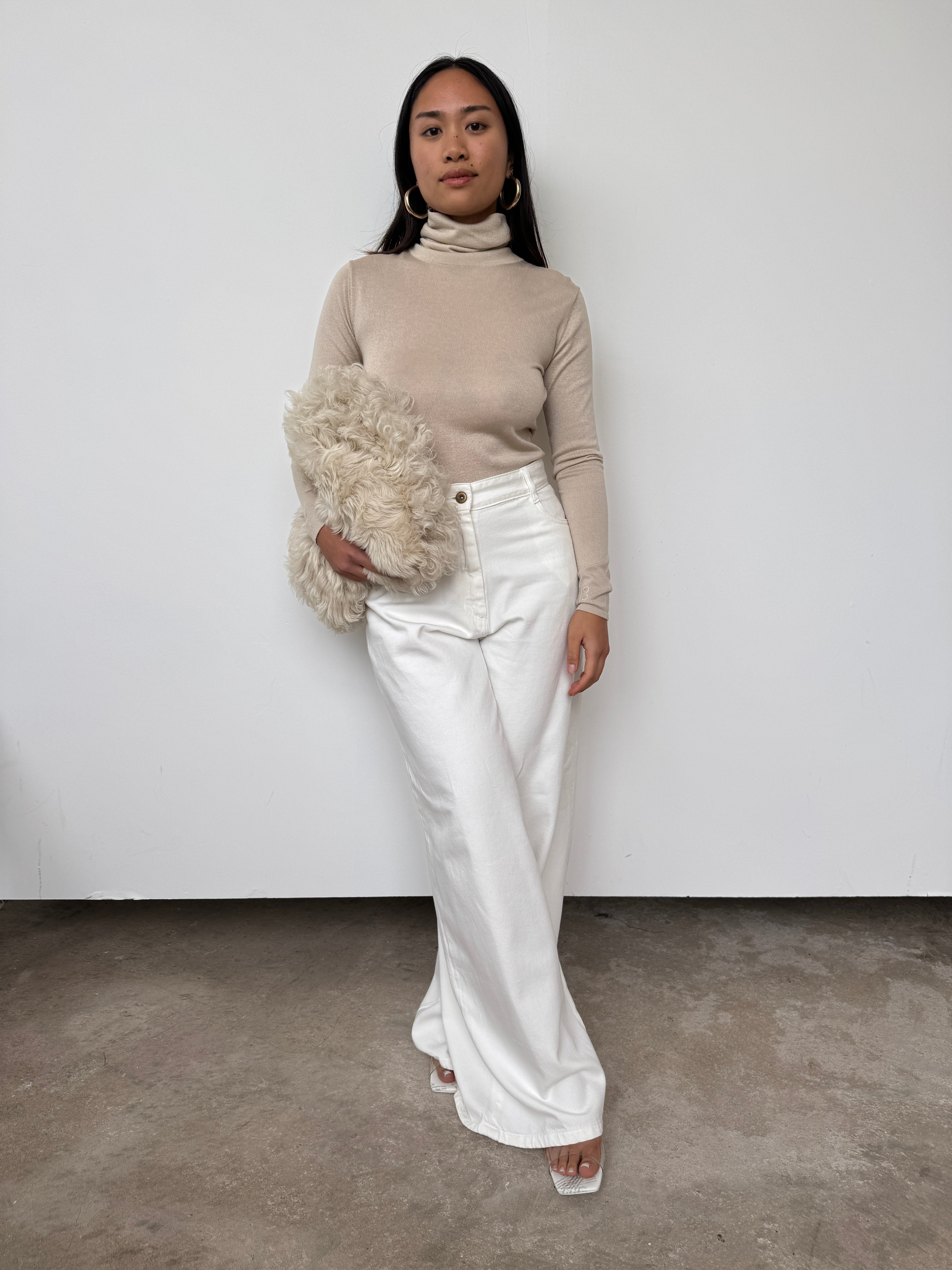 NOVO CURATED Sand Semi Sheer Premium Silk and Cashmere Blend